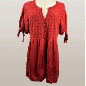 (L) ELLE Dark Orange Empire Waist Short Sleeve Sweater w/ Buttons